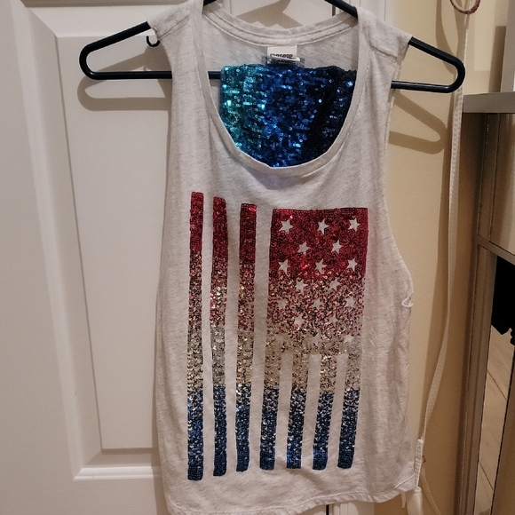 PINK Victoria's Secret Tops - Victoras Secret/Express Bundle. VS Sequin Flag Tank Top. Express bandeau.